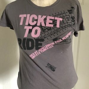 Ticket to ride band tee small woman’s John Lennon and Paul McCarthy y2k